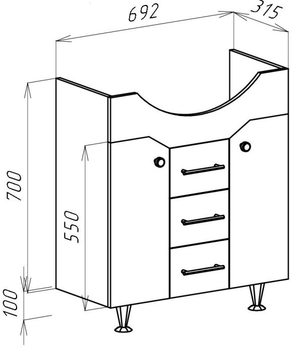 Тумба для комплекта Bellezza Джулия 75 с раковиной Элеганс 4631212000012 - 4