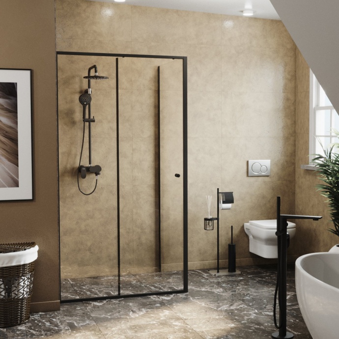 Душевой уголок Wasserkraft Dill 120x80 профиль черный матовый стекло прозрачное 61S06 - 1