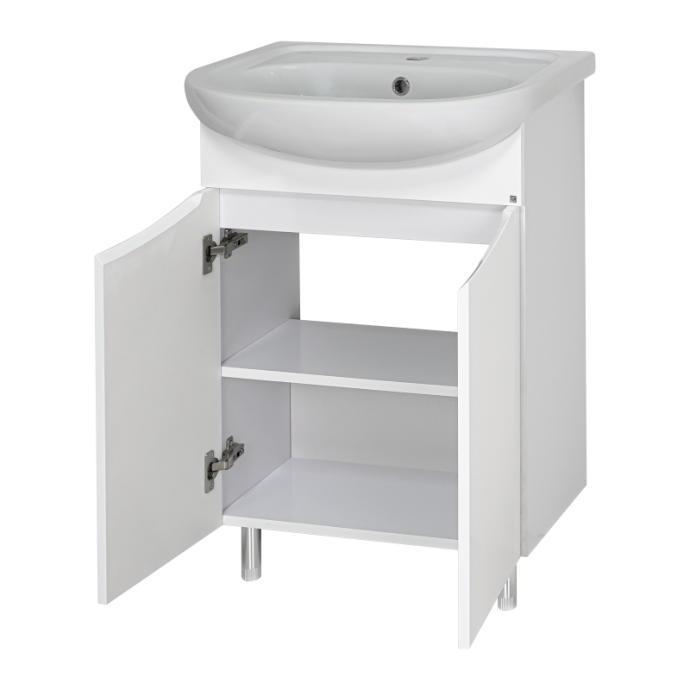 Тумба под раковину Misty Смайл 60 белая глянцевая Э-Сма01060-031Пр - 1