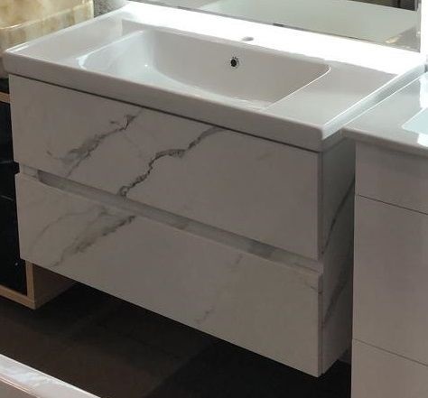 TECHNO База под раковину подвесная с двумя выкатными ящиками,Монти мрамор AM-Techno-900-2C-SO-MR960 - 3