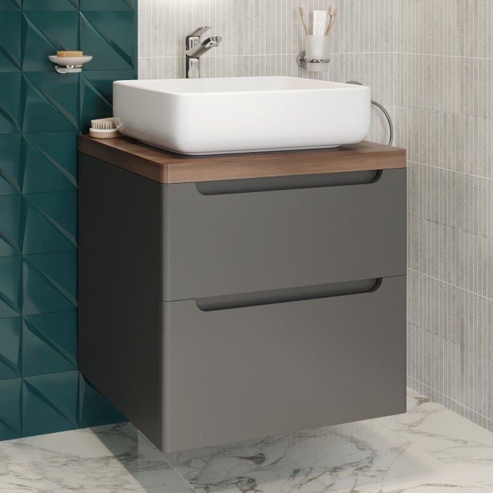 Тумба с раковиной STWORKI Берген 60 серая со светлой столешницей, Soul 1 549454 - 1