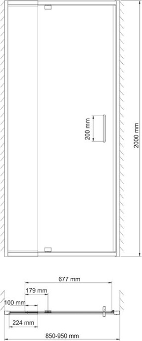 Душевая дверь в нишу Wasserkraft Berkel 48P04 90 см - 3