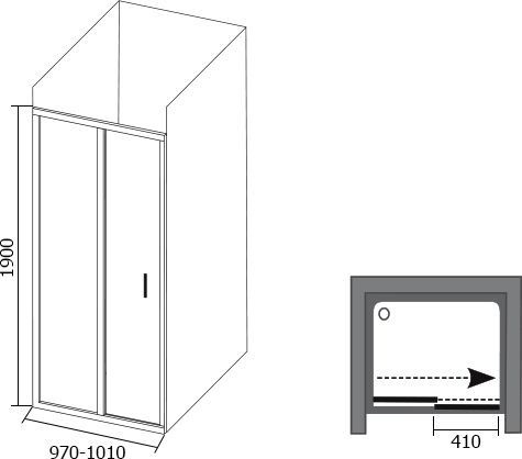 Душевая дверь в нишу Ravak BLDP2-100 Grape, профиль сатин 0PVA0U00ZG - 6