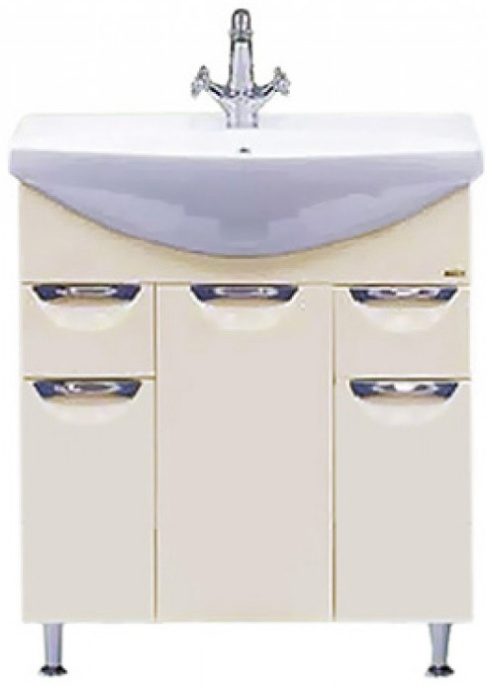 Тумба с раковиной Misty Орхидея 75 бежевая глянцевая СО000006688 - 0