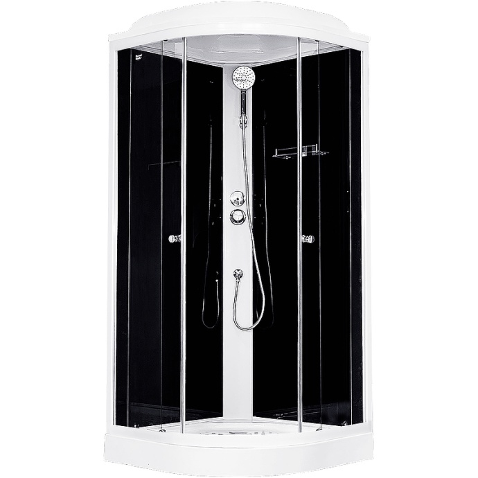 Душевая кабина Royal Bath HK 90x90 профиль белый стекло прозрачное задняя стенка черная RB90HK5-BT - 0