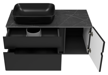 Тумба под раковину Misty Роял 100 черная матовая П-Роя-01100-021П2Я - 1