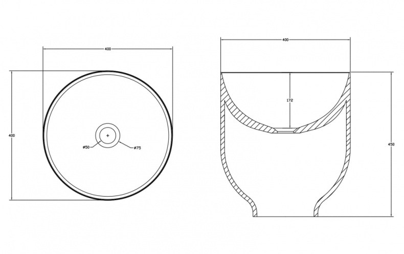 Раковина накладная ABBER Stein AS2618 белая матовая - 4