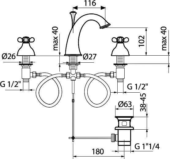 Смеситель Webert Ottocento OT750101015 хром, для раковины - 1