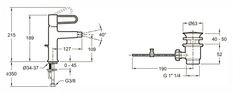 Смеситель Jacob Delafon Odeon Rive Gauche E21033-CP-CP для биде - 1