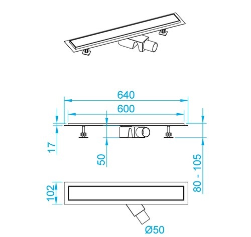 Душевой лоток RGW SDR-31 60 на ножках черный 47213160-04 - 2