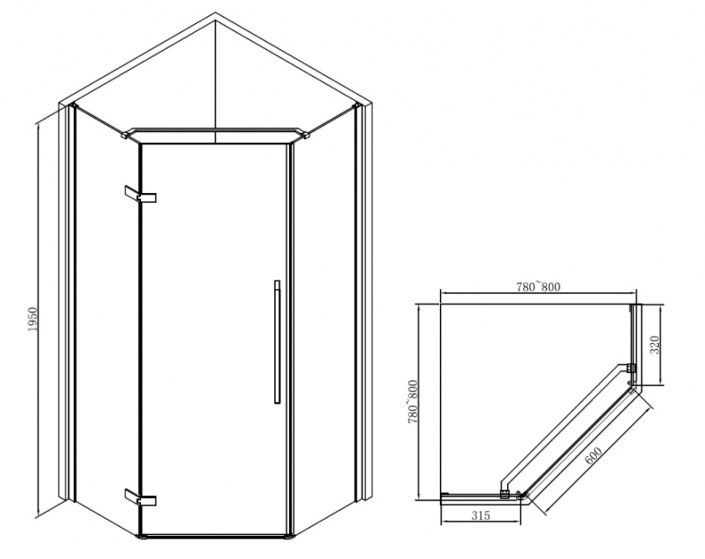 Душевой уголок ABBER Ewiges Wasser AG05080B - 4