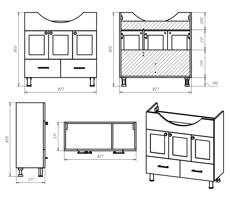 Тумба под раковину Misty Латте 85 бежевый П-Лат01085-0322Я - 3