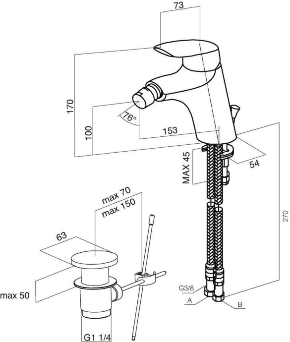 Смеситель AM.PM Bliss L F5383132 для биде - 5