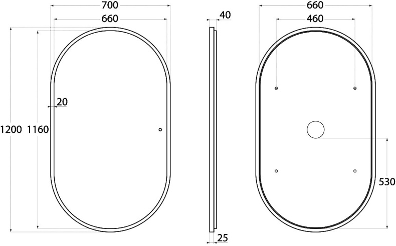 Зеркало Art&Max Bari 120, с подсветкой, графит AM-Bar-700-1200-DS-F - 6