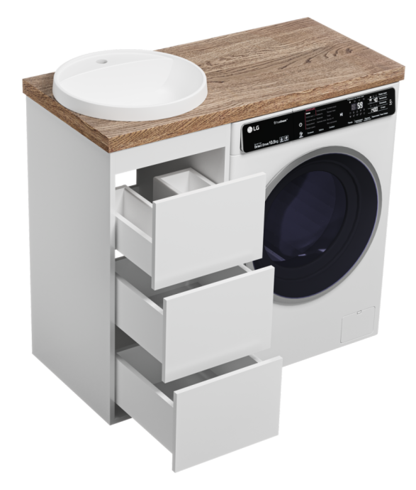 Тумба под раковину Brevita Grafit 60 белый  GRA-01060-023Я - 1