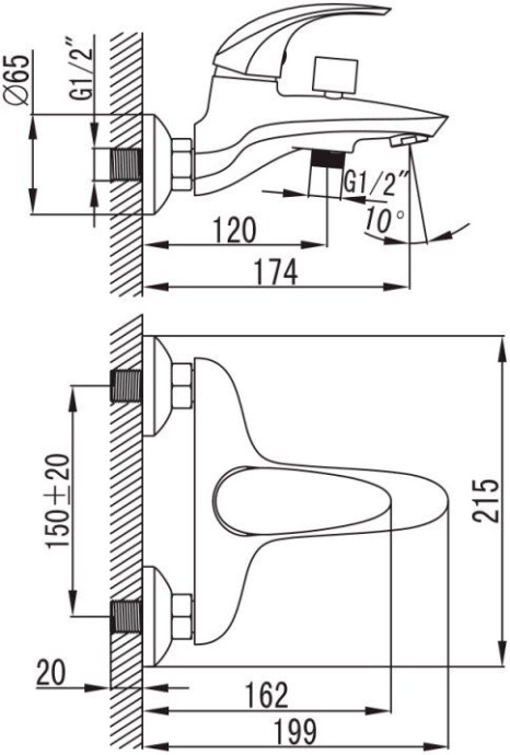 Смеситель для ванны, Leaf, IDDIS, LEASB00I02WA - 1