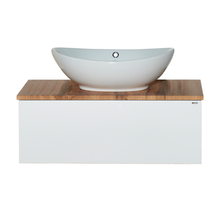 Тумба под раковину Misty Ива 80 белая - светлое дерево П-Ива-01080-951Я - 0