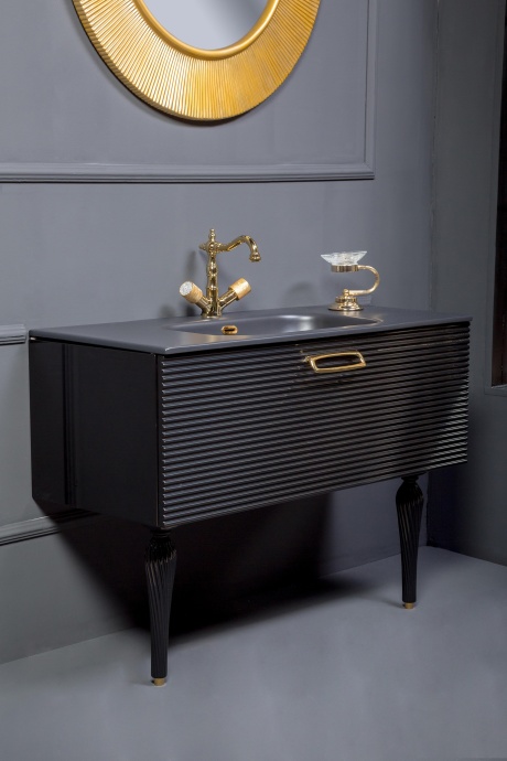 Тумба под раковину Armadi Art Vallessi Avangarde Linea 100 черный - золото 842-100-BG - 2