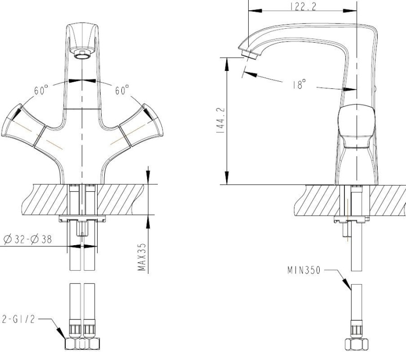 BRAVAT Whirlpool F178112C Смеситель для умывальника - 2