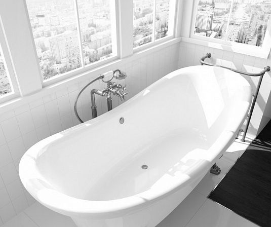 Ванна из искусственного камня Фэма Габриэлла 2 белая, ножки хром ГАБРИЭЛЛА-CR - 1
