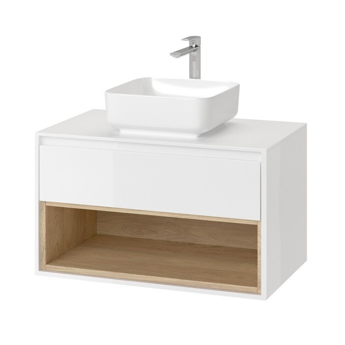 Тумба под накладную раковину Excellent Tuto 80 белый - светлое дерево  MLEX.0102.800.WHBL - 2