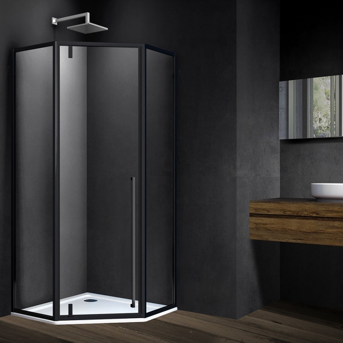 Душевой уголок Vincea Penta VSP-3P100CLB 100x100, профиль чёрный, стекло прозрачное - 0