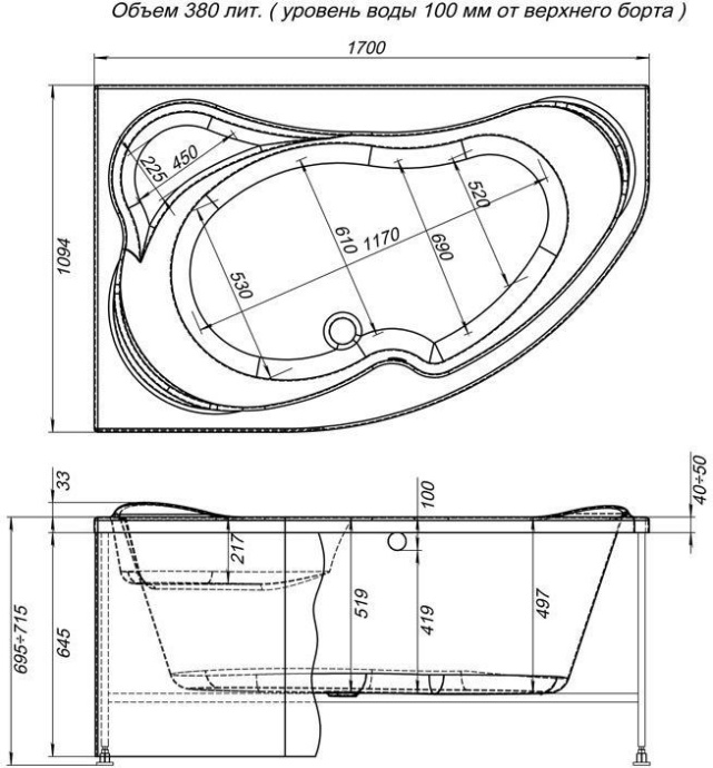 Экран для ванны фронтальный AQUANET Capri (00155531) - 1