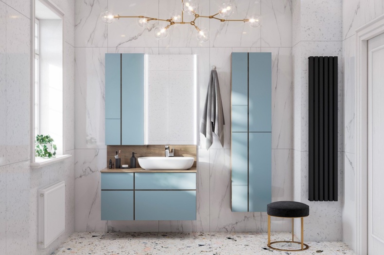 Шкаф подвесной Aquaton Мишель 43 светлое дерево-голубой 1A244203MIX30 - 5