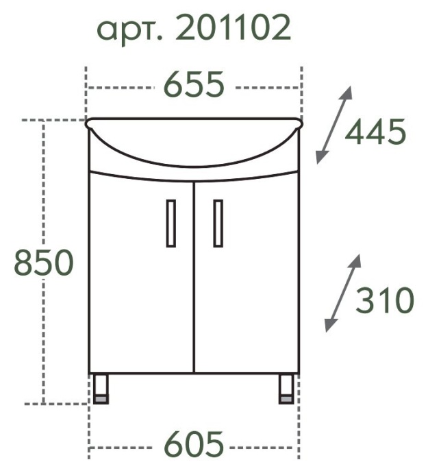 Тумба для комплекта СанТа Элеганс 65 белый 201102 - 4
