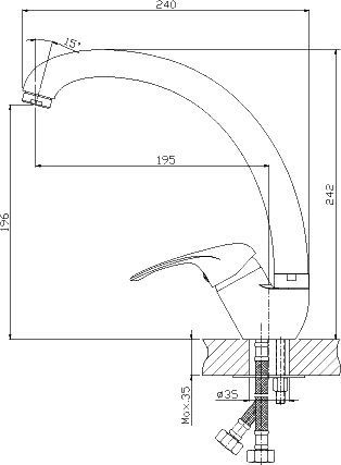 Смеситель Rossinka A A35-25 для кухонной мойки - 1