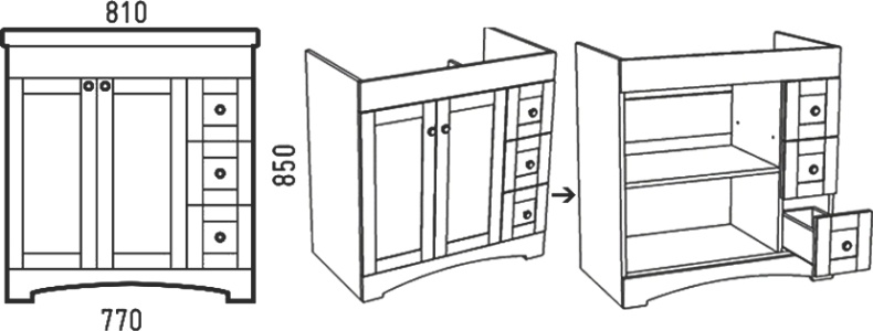 Тумба для комплекта Corozo Техас 80, напольная SD-00000323 - 3