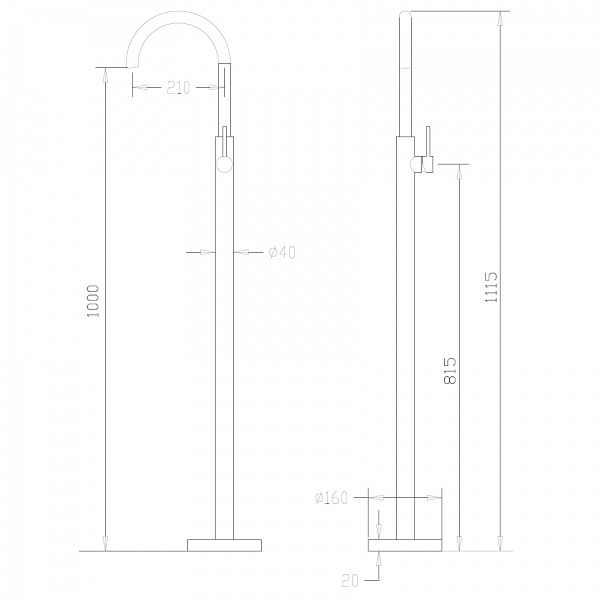 Смеситель напольный ABBER Wasser Kreis черный матовый  AF8141B - 2