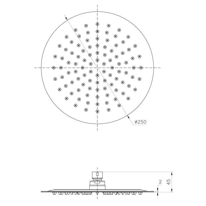 Душевая лейка верхняя Lemark LM9481S, круглая, диаметр 250 мм., нерж. сталь - 1
