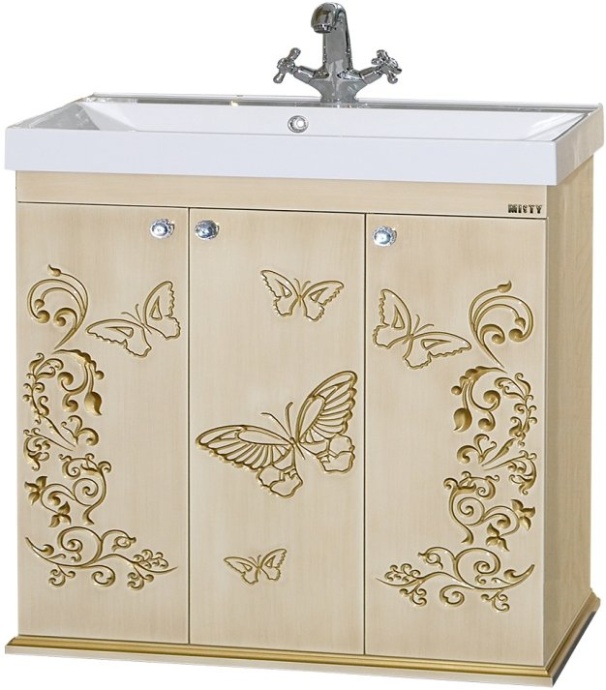 Тумба для комплекта Misty Бабочка 90 бежевая, патина Л-Баб01075-033Пр - 0