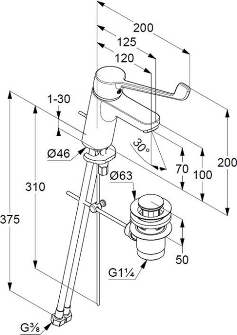 Смеситель Kludi Pure&Easy Care для медицинских учреждений 372870565 - 1