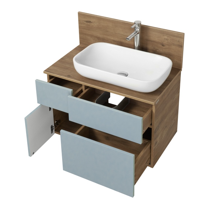 Тумба под раковину Aquaton Мишель 80 без столешницы светлое дерево-голубой 1A256801MIX30 - 5