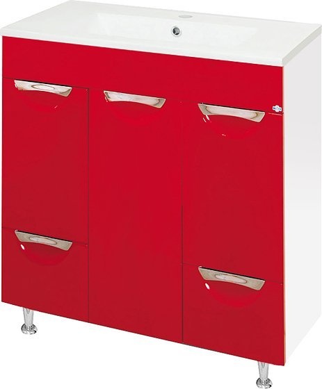 Тумба для комплекта Misty Кристи 75 красная эмаль П-Кри01075-101К2Я - 0