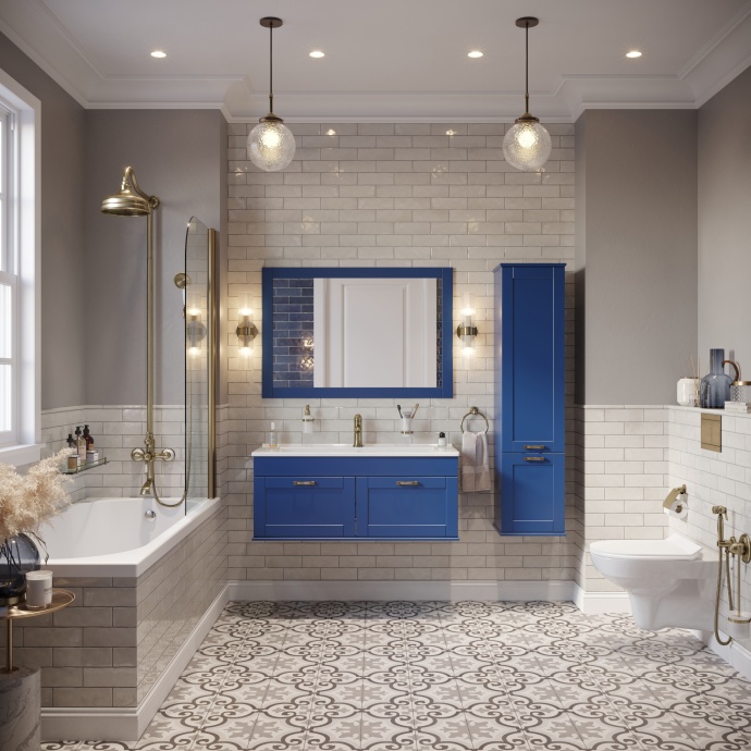 Тумба с раковиной Sanflor Ванесса 105 подвесная, индиго - 2