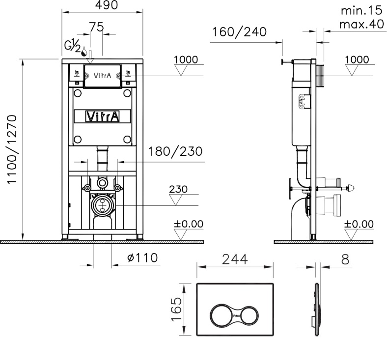 Инсталляция с унитазом VitrA Mia Round 9856B003-7200 - 9