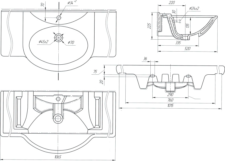 Тумба с раковиной Misty Лувр 105 - 3