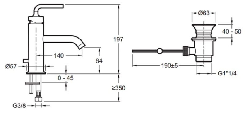 Смеситель Jacob Delafon Purist E14402-4A-CP для раковины - 2