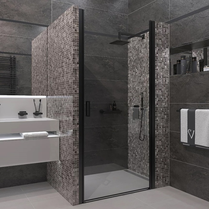 Душевая дверь в нишу Veconi Vianno VN-43B 80 см, профиль черный VN43B-80-01-C5 - 0