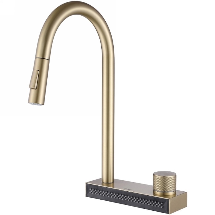 Смеситель для кухни Abber Wasser Kreis золото матовое AF8114G - 0