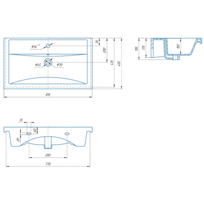 Раковина ASB-Woodline Фостер 80 белый 22321 - 2