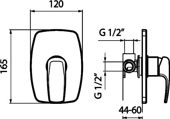 Смеситель Webert Kimono KI880101015 С ВНУТРЕННЕЙ ЧАСТЬЮ, хром - 1