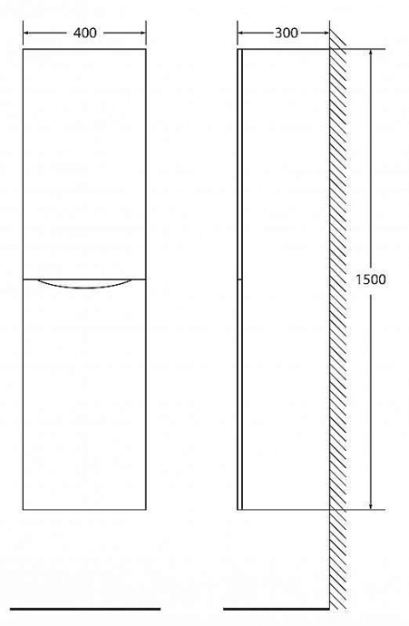 Шкаф BelBagno FLY-MARINO 1500 40 Rovere Grigio FLY-MARINO-1500-2A-SC-RG-P-L - 1
