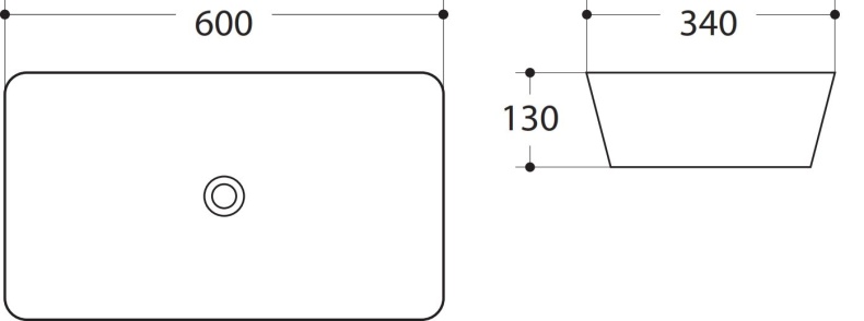 Раковина керамическая накладная AM-7090-B, цвет белый, 600х340х130 - 1