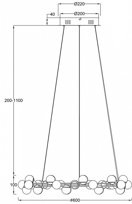 Подвесная светодиодная люстра Maytoni Tessara MOD081PL-L50G3K - 2