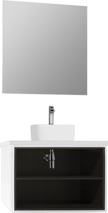 Тумба под раковину открытая Aquaton Брук 80 белый-темное дерево 1A201501BCDF0 - 3