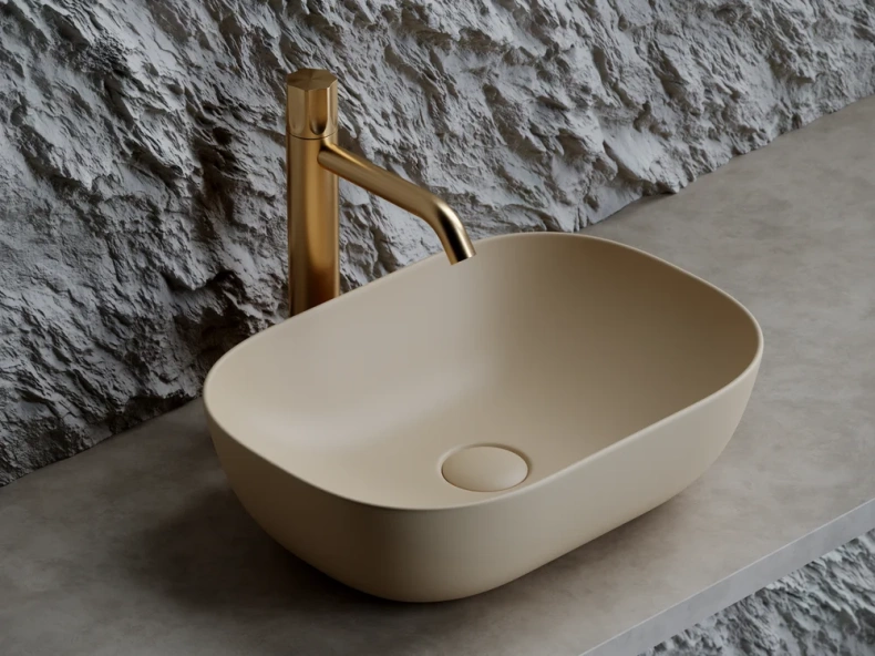 Раковина накладная Ceramica Nova Element 45.5х32.5 бежевая матовая CN6009MC - 1